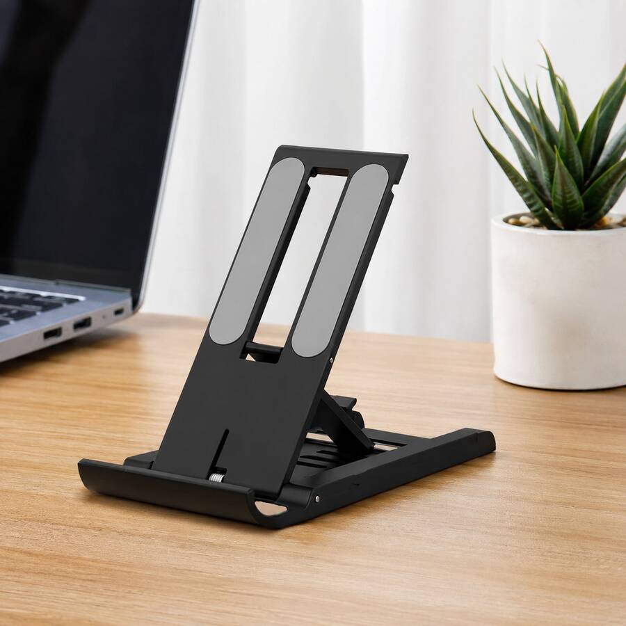 Adjustable Foldable Tablet & Phone Stand, Fits Devices 4.6-12.9 Inches, PVC Material, 6 Height Settings, Suitable For Kindle, Switch And Live Streaming Desktop Stand - A - View 1