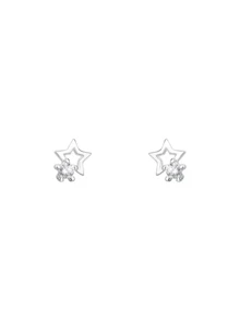 Bông tai hình ngôi sao rỗng bằng bạc S925 đính đá Zirconia sáng bóng, không gây dị ứng, phù hợp cho cả nam và nữ, quà tặng Giáng sinh và Lễ Tạ ơn, kèm hộp quà sang trọng. - Bạc - Xem 4