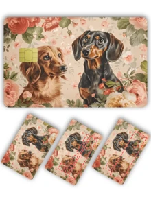 1pc Golden Retriever & Flower Credit Card Sticker Protector, Cute Pet Party Birthday Gift, PVC Material Anti-Fingerprint Anti-Scratch Wear-Resistant Skin, Suitable For Men, Women, Couples, Small Chip Cards, Bank Cards, Credit Cards, Transit Cards, Student Campus Cards DIY - Type a - View 12