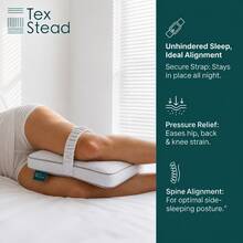 Knee Pillow,Specially Designed For Side Sleeping, Side Sleeper Pillow With Elastic Straps And Kneefeaturing Ergonomic Design, Comfortable Fit, Relieving Joint Pressure, Designed For Sleep Support, Correcting Bad Sleeping Postures And Protecting The Spine. - Light Grey - View 2