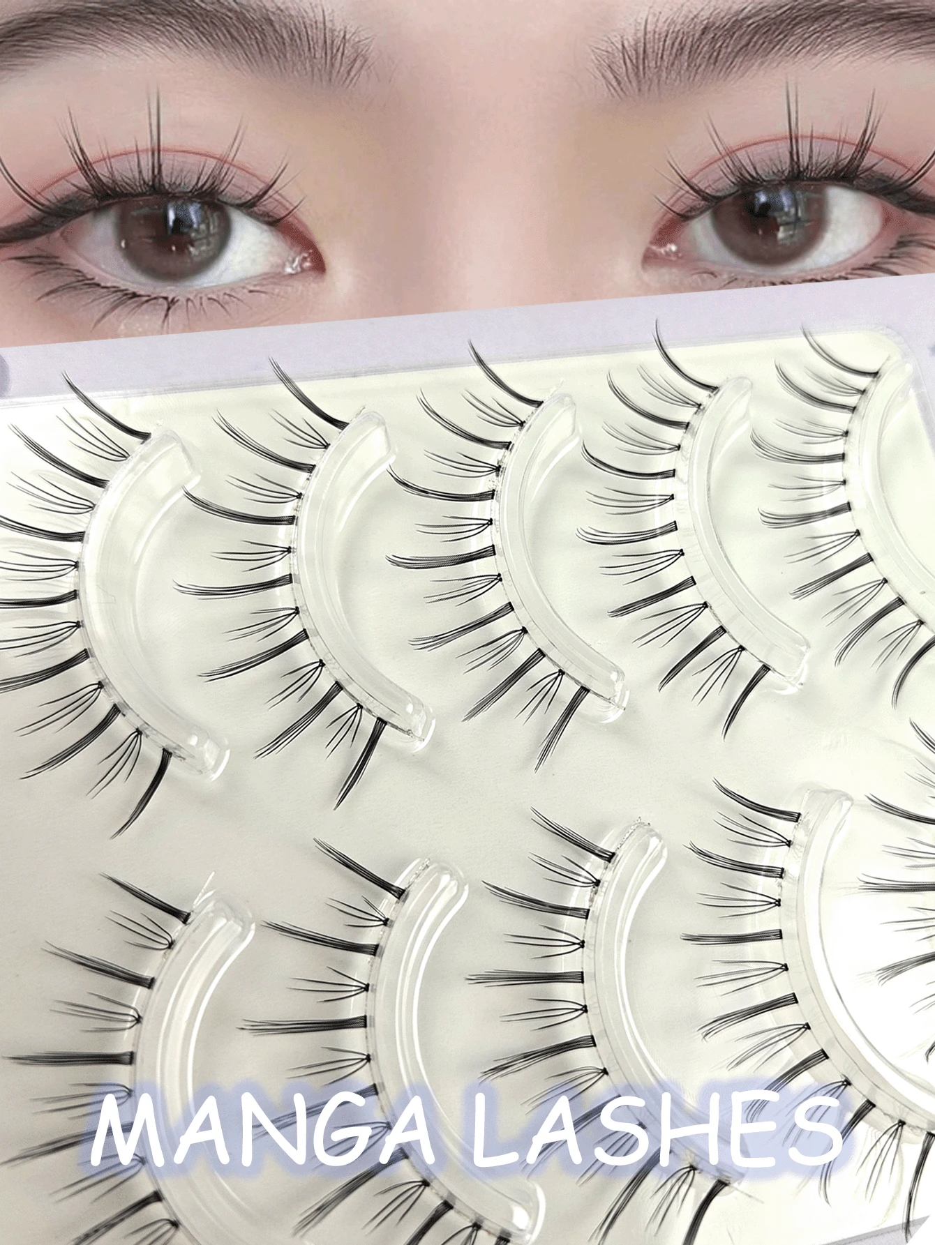 5 Pairs Cartoon Style False Eyelashes Natural & Lengthening Suitable For Cosplay Reusable Create Natural & Lightweight Anime Makeup Look Transparent Lash Bands Suitable For Beginners Daily Use Can Be Used For Eyelash Extensions