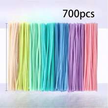 100支/300支/700支升级版柔软天鹅绒包裹手工花朵造型扭扭棒，新款马卡龙色系扭扭棒，适合初学者DIY艺术手工项目装饰扭扭棒，适用于礼品、家居装饰、派对、婚礼和返校季 - 馬卡龍色系 - 查看 13