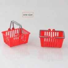 Mini Red Plastic Shopping Cart With Handle, Grocery Basket, Suitable As Party Favor, Toy House Decor - Multicolor - View 7