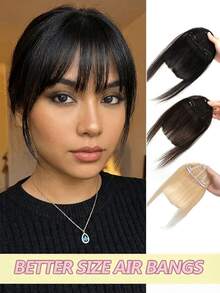 Real Hair Clip-In Bangs, Invisible Lightweight Airy Bangs With Temple Trim, Suitable For Women, Natural Daily Office Style, Compatible With Multiple Hair Types And Skin Tones, Dark Brown Seamless Thickening Bangs Hairband, Instant Voluminous Styling Transformation - Multicolor - View 13