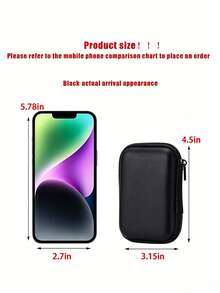Black Leopard Print EVA Hard Shell 4.3 Inch Compact Storage Box - Travel Protective Storage Bag, Suitable For Electronic Accessories, Earphones, Hard Drives And Data Cables; Shockproof Zipper Pouch (Storage Box Only) - Multicolor - View 6