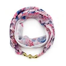 1pc Women's Magnetic Buckle Scarf, Ditsy Floral Lightweight Translucent Chiffon Neck Scarf, Decorative Travel & Photography Clothing Accessory, Slouchy Quick & Easy Tie Scarf, Ditsy Floral Pattern Print With Exquisite Scarf Buckle Decoration, Suitable For Daily Commute, Casual, Party, Travel, Photography, Minimalist & Fashion Style, Very Lightweight, More Suitable As A Decorative Accessory - Multicolor - View 9