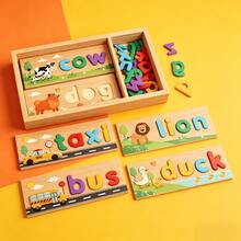 New Kids Wooden Letter Spelling Game, Fun Letter Puzzle Toys, Early Education Cognitive Spelling Game - Multicolor - View 10