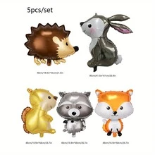 5pcs Cartoon New Animal Rabbit Fox Squirrel Hedgehog Raccoon Aluminum Foil Balloon Set For Birthday Party Decoration - View 6