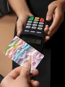 1pc Cute Rainbow Cloud Credit Card Sticker, Cotton Candy Style Party Birthday Gift, PVC Material Anti-Fingerprint Anti-Scratch Durable Skin, Suitable For Men, Women, Couples, Fits Small Chip Cards, Bank Cards, Credit Cards, Transportation Cards, Student ID Cards For DIY - Type a - View 6
