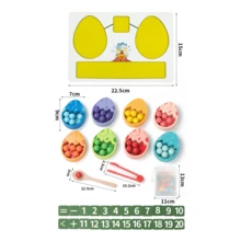 木製恐龍蛋珠抓握玩具 - 8色配對 & 數學加減法學習套裝。3歲以上兒童早期教育邏輯遊戲 (男孩 & 女孩) - 彩色 - 查看 3