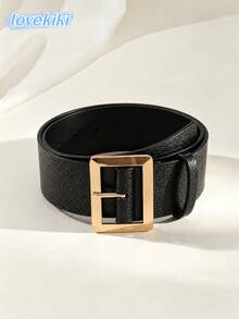6cm Wide Elegant Women's Gold Buckle PU Leather Belt, Suitable For Dresses And Coats To Accentuate Silhouette And Enhance Overall Look - Coffee Brown - View 15