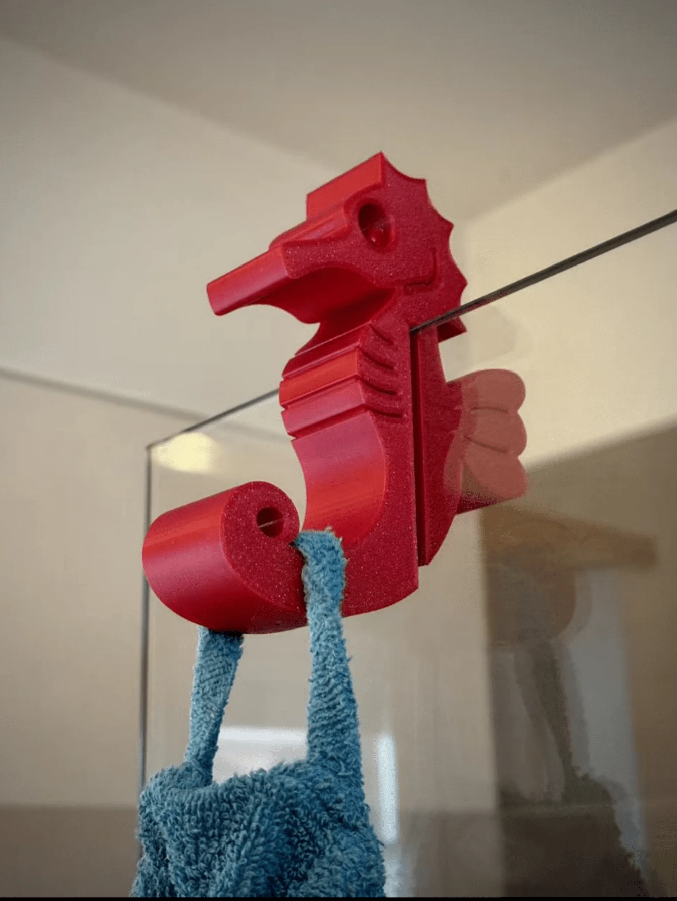 1pc Seahorse Shaped Storage Hanging Rack, 3D Printed Bathroom Glass Hook, Multi-Functional Storage Hook, Suitable For Various Glass Widths, Creative Home Decor Hook, Storage Hook - Seahorse Hook - View 1