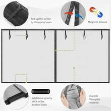 9*7ft Xtra Large Magnetic Garage Door Curtain, Thick Fabric Breathable Screen Curtain,  Design Insect Dust Privacy Protection, Easy Install Durable Outdoor Patio Entrance Door Cover - 9*7ft - View 11
