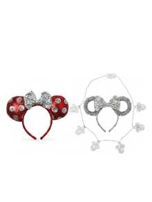 [Combo&Save] Bộ sản phẩm Disney Minnie Mouse gồm băng đô tai đính sequin đỏ & băng đô tai bạc & vòng cổ phát sáng – nhẹ và có thể điều chỉnh, vừa vặn thoải mái, chất liệu bền cho trẻ em, phụ kiện hóa trang, trang sức trẻ em, quà tặng hoàn hảo cho trẻ em, quà tặng cho fan Minnie Mouse, tiệc sinh nhật & quà tặng du lịch - Nhiều màu - Xem 2
