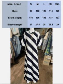 Women's Bold Diagonal Stripe Maxi Dress - Black And White Flared Sleeve Long Dresses Elegant Geometric Shift Kaftan - 黑與白 - 查看 4
