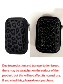 Black Leopard Print EVA Hard Shell 4.3 Inch Compact Storage Box - Travel Protective Storage Bag, Suitable For Electronic Accessories, Earphones, Hard Drives And Data Cables; Shockproof Zipper Pouch (Storage Box Only) - Multicolor - View 6
