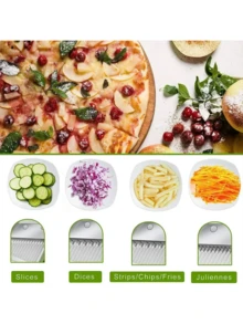 Multi-Function Vegetable Slicer, Potato Slicer, Carrot Grater, Onion Shredder, Cheese Grater, Kitchen Tool - White - View 3