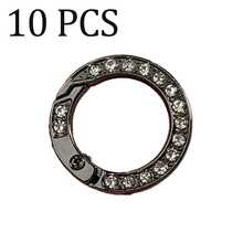 10/6/4pcs Sparkling Crystal Keychain, Rhinestone Keyring, Fashion Accessories Suitable For DIY, Jewelry Metal Keychain Metal Shape Spring Clasp, Outdoor Metal Keychain Key Chain Clip Hook Dog Leash Clasp, Valentine's Day Gift, Couples Set, Christmas Gift - Black - View 7