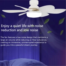 Lampu Kipas Enam Bilah dengan Kap Lampu Bulat yang Dapat Dilepas, Antarmuka E27, Lampu Kipas Senyap, Cocok untuk Ruang Tamu, Ruang Makan, dan Kamar Tidur - Putih - View 12