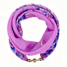 1pc Women's Magnetic Buckle Scarf, Ditsy Floral Lightweight Translucent Chiffon Neck Scarf, Decorative Travel & Photography Clothing Accessory, Slouchy Quick & Easy Tie Scarf, Ditsy Floral Pattern Print With Exquisite Scarf Buckle Decoration, Suitable For Daily Commute, Casual, Party, Travel, Photography, Minimalist & Fashion Style, Very Lightweight, More Suitable As A Decorative Accessory - Multicolor - View 10