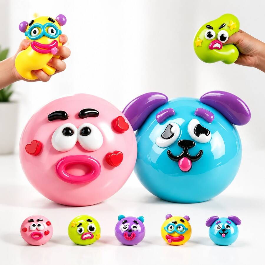 Cute Dog Face Swap Smushers Squishy Slow Rising Soft Fidget Toy Stress Anxiety Relief For Adults - Pink - View 1