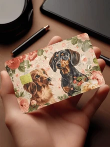 1pc Golden Retriever & Flower Credit Card Sticker Protector, Cute Pet Party Birthday Gift, PVC Material Anti-Fingerprint Anti-Scratch Wear-Resistant Skin, Suitable For Men, Women, Couples, Small Chip Cards, Bank Cards, Credit Cards, Transit Cards, Student Campus Cards DIY - Type a - View 1