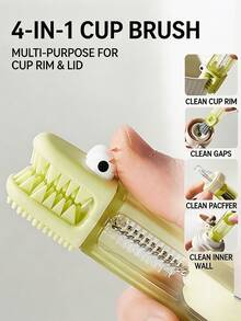 1/3pcs Mini All-In-One Crocodile Bottle Brush, Multi-Function Nipple And Crevice Cleaning Brush With Silicone Bristles, Detachable Soft Non-Scratch, Portable Travel Feeding Supplies, Suitable For Moms, Daycare And Home Use - Multiple Colors and Styles - View 2