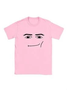 Anime Robot Robloxs Face T-Shirts, Funny Shirt ,Graphic Tees ,Crew Neck Short Sleeve T Shirts ,Women Clothing ,Harajuku T Shirts, Tee ,Summer Tops - 粉色 - 查看 11