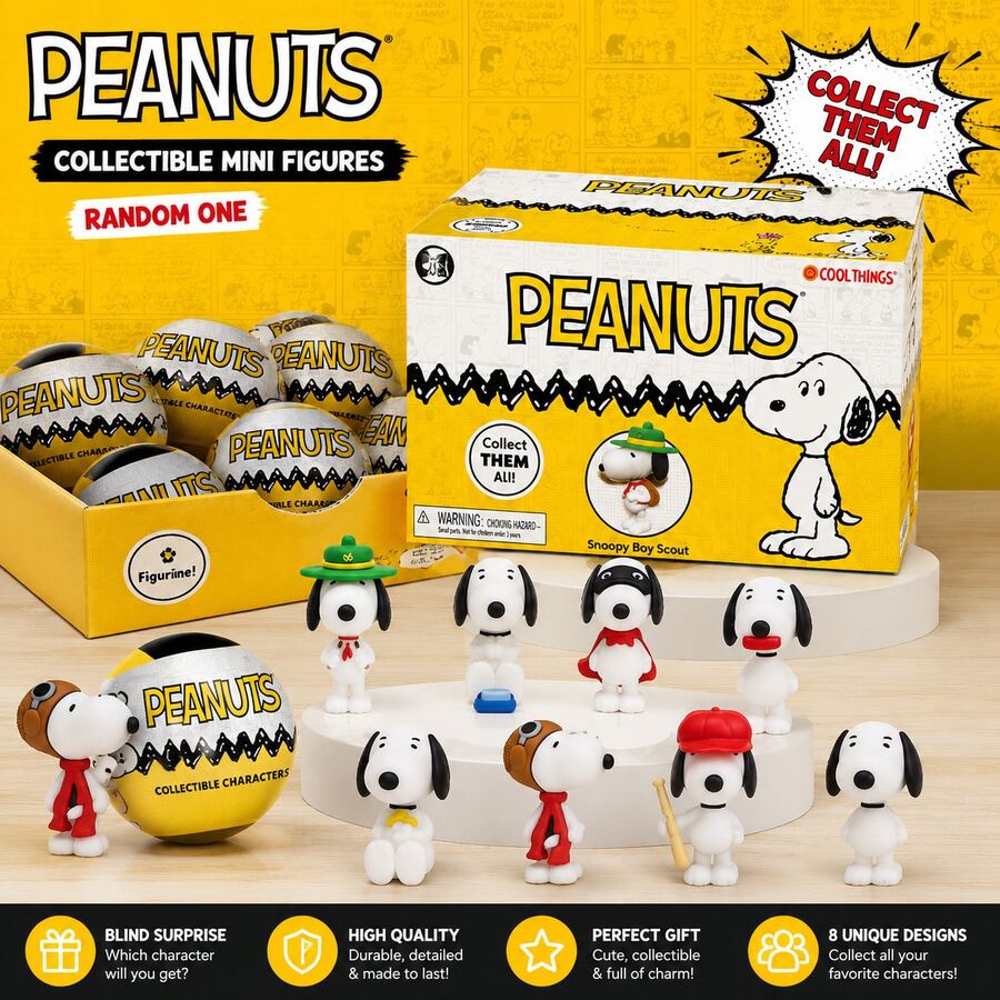 Peanuts Peanut 官方神秘盲盒迷你公仔收藏品，流行文化桌面裝飾，美學房間裝飾配件，適合青少年與成人，角色展示裝飾，獨特生日節日禮物，適合動漫迷
