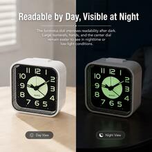 1pc Silent Sweep Non Ticking Analog Alarm Clock, Luminous Dial Desk Clock For Night Viewing, Snooze Function Night Light Bedside Clock, Compact Quartz Table Clock With Large Easy Read Numbers, 1 AA Battery Powered Battery Not Included - Multicolor - View 5