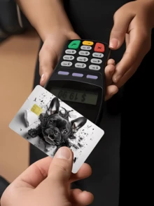 1個可愛鬥牛犬信用卡貼紙，小狗寵物情侶情人節派對生日禮物，PVC材質防指紋防刮耐用貼皮，適合男士、女士、情侶，適用於小晶片卡、銀行卡、信用卡、交通卡、學生證DIY - A款 - 查看 5
