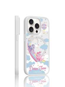 Miniso Phone Case for iPhone17ProMax/16Plus/16Pro/15/15plus/14/14pro/14plus/13/12/12promax/air, My Little Pony, Simple Cute Cartoon Design Acrylic Magnetic Phone Case - 白色 - 查看 2
