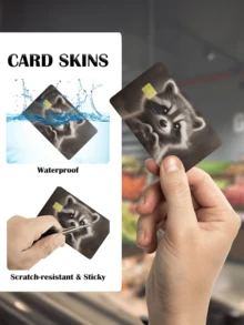 1pc Cute Raccoon Pattern Credit Card Sticker, Heartwarming Pet Couples's Gift For Valentine's Day, Birthday Party, Made Of PVC Material, Fingerprint-Proof, Scratch-Resistant, Suitable For Men, Women, Couples To Decorate Debit/Credit Cards, Campus Cards, Transportation Cards - Type a - View 7