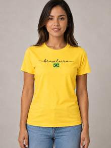 Women's Brazilian Cup T-Shirt/Blouse 2026 Stylish 100% - Yellow - View 8
