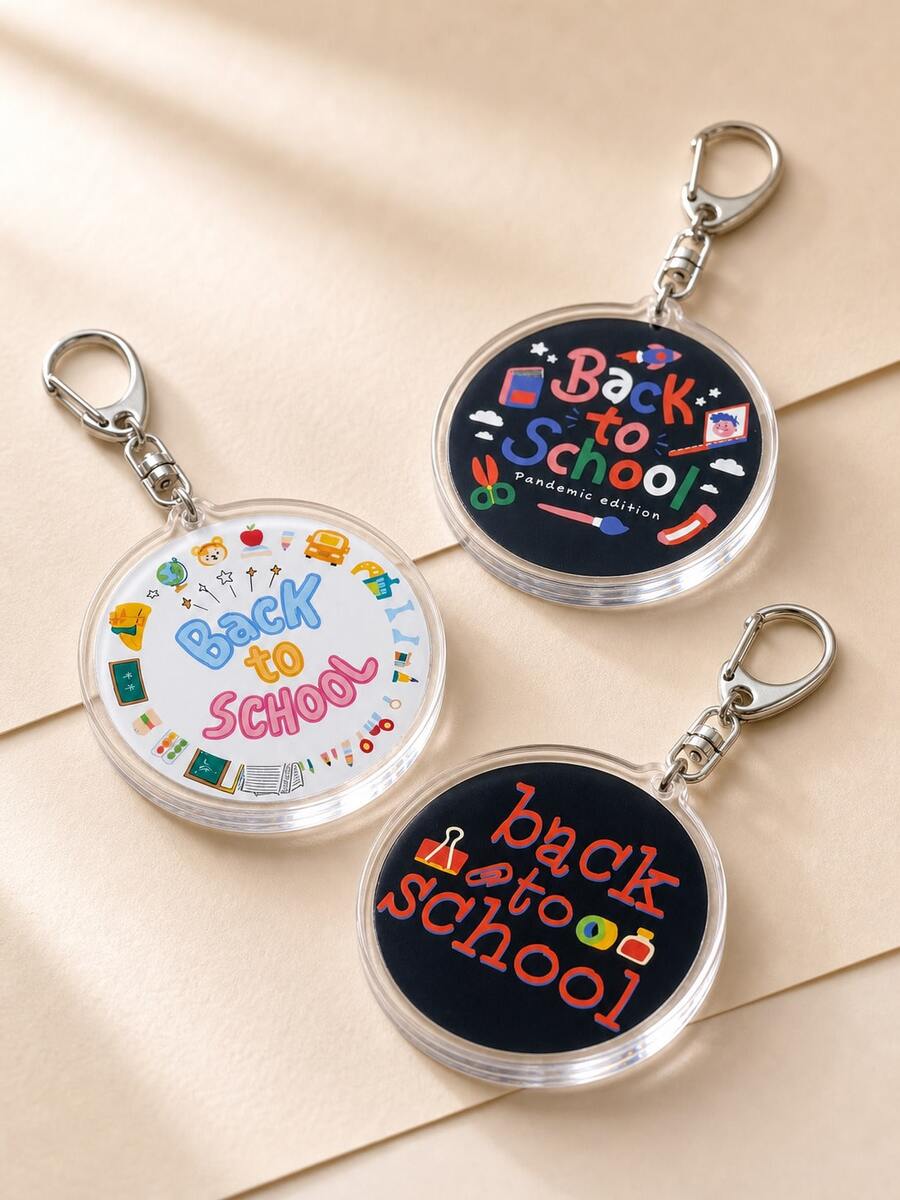 3 piezas Llavero de acrílico para volver a la escuela, encanto de bolso, accesorios para llavero, decoración de mochila, regalo especial. Perfecto para tu mochila, lonchera, llaves de uso diario - 3 piezas B - Ver 1