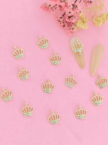10pcs Silver Crown Shaped Nail Art Decorations Set - Shiny Rhinestone Nail Decor, Suitable For DIY Nail Design, Fragrance-Free, Ideal For Nail Art Enthusiasts Nail Charms - 金色 - 查看 4