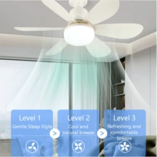 Lampu Kipas Enam Bilah dengan Kap Lampu Bulat yang Dapat Dilepas, Antarmuka E27, Lampu Kipas Senyap, Cocok untuk Ruang Tamu, Ruang Makan, dan Kamar Tidur - Putih - View 10