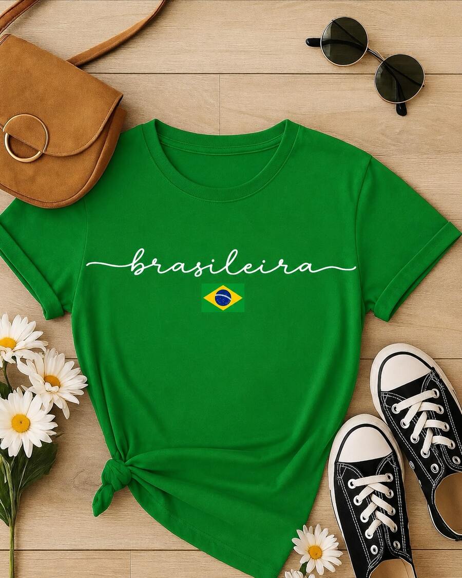 Women's Brazilian Cup T-Shirt/Blouse 2026 Stylish 100% - Cờ Xanh - Xem 1