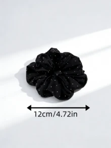 1pc Vintage French Velvet Rhinestone Scrunchie, Elegant Black Rhinestone Hair Tie, Versatile Daily Hair Accessory, Hair Accessories - Black - View 2