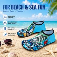Sommer Cartoon Stil Wasserschuhe: Hautfreundlich & atmungsaktiv | Schnell trocknend rutschfest verschleißfest Bachhikingschuhe | Leichte Freizeitschuhe geeignet für Zuhause, Yoga, Outdoor-Aktivitäten und Strand - Blau - Übersicht 2