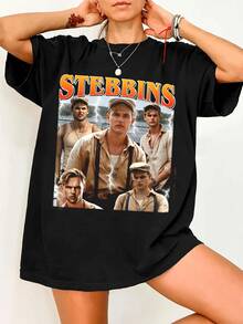 VintageStebbins Vintage 90s Bootleg T-Shirt Retro Graphic Tee Casual Unisex Teesummer Tops - Black - View 1