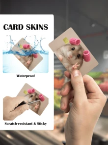 1pc Curly Hair Mouse Credit Card Sticker Protector, Cute Pet Party Birthday Gift, PVC Material Anti-Fingerprint Anti-Scratch Wear-Resistant Skin, Suitable For Men, Women, Couples, Small Chip Card, Bank Card Decorative Sticker, Credit Card, Transportation Card, Student Campus Card DIY - Type a - View 8