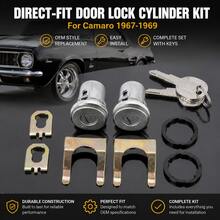 Direct-Fit Door Lock Cylinder Kit For Camaro 1967-1969, Complete Set With Keys, OEM Style Replacement Ignition Barrel, Easy Install, 5070006 DL15802 - Silver - View 2