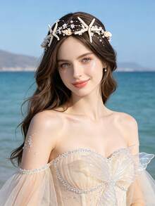 Starfish & Shell Flower Crown, Perfect Accessory For Beach Wedding / Vacation Photoshoot - Multicolor - View 1