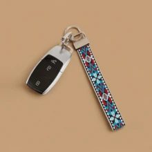 Bohemian Pattern Woven Keychain Lanyard, Vintage Embroidery Key Ring Holder, Handmade Webbing Strap Key Chain For Bag Keys Wallet Daily Decor - Multicolor - View 2