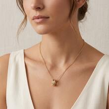 Minimalist Elegant Asymmetrical Design Gold Circle Pendant Necklace, Suitable For Work, Daily Wear, Gift For Friends, Colleagues Or Yourself - Gold - View 2