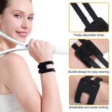 2 piezas Correas de soporte de muñeca ajustables, bandas de muñeca, férulas de soporte de muñeca, alta elasticidad, correas de compresión de muñeca, cómodas y transpirables, proporcionan soporte adicional para el túnel carpiano - Negro - Ver 4