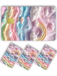 1pc Cute Rainbow Cloud Credit Card Sticker, Cotton Candy Style Party Birthday Gift, PVC Material Anti-Fingerprint Anti-Scratch Durable Skin, Suitable For Men, Women, Couples, Fits Small Chip Cards, Bank Cards, Credit Cards, Transportation Cards, Student ID Cards For DIY - Type a - View 12