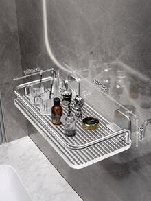 Acrylic Silver Bathroom Bathroom Storage Shelf Transparent Wall-Mounted Washroom Shower Room Vanity Storage Rack - Silver - View 8