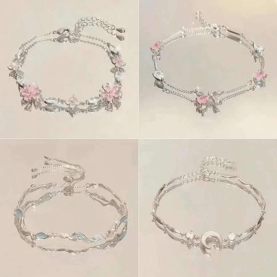 1pc Cherry Blossom Bow Zirconia Bracelet, Suitable For Daily Wear